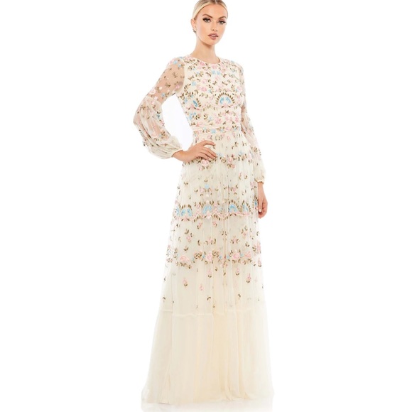 Mac Duggal EMBROIDERED BLOUSON SLEEVE GOWN | Size 2 - Picture 2 of 5